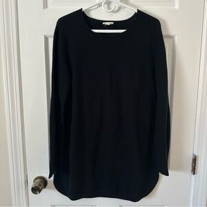 Eileen Fisher 100% Organic Cotton Black Long Sleeve Tunic Sweater Size M